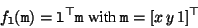 \begin{displaymath}
f_{\tt l}({\tt m})={\tt l}^\top{\tt m} \mbox{ with } {\tt m}=[x \, y \, 1]^\top
\end{displaymath}